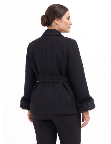 Cappotto Curvy Corto Doppiopetto In Misto Lana Con Collo A Scialle E Cintura Rinascimento Curvy