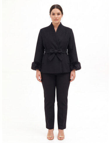 Cappotto Curvy Corto Doppiopetto In Misto Lana Con Collo A Scialle E Cintura Rinascimento Curvy