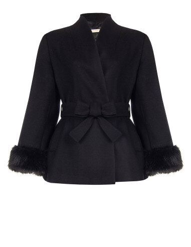 Cappotto Curvy Corto Doppiopetto In Misto Lana Con Collo A Scialle E Cintura Rinascimento Curvy