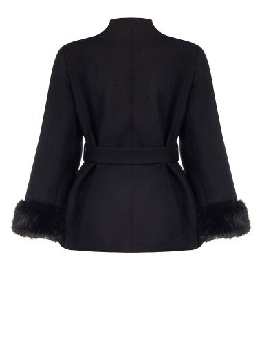 Cappotto Curvy Corto Doppiopetto In Misto Lana Con Collo A Scialle E Cintura Rinascimento Curvy