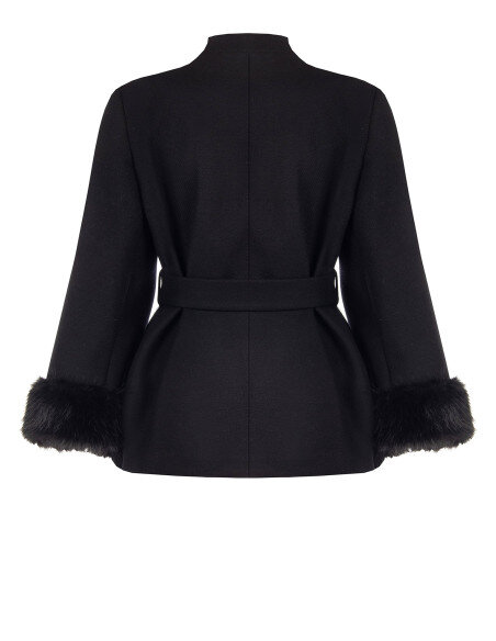 Cappotto Curvy Corto Doppiopetto In Misto Lana Con Collo A Scialle E Cintura Rinascimento Curvy