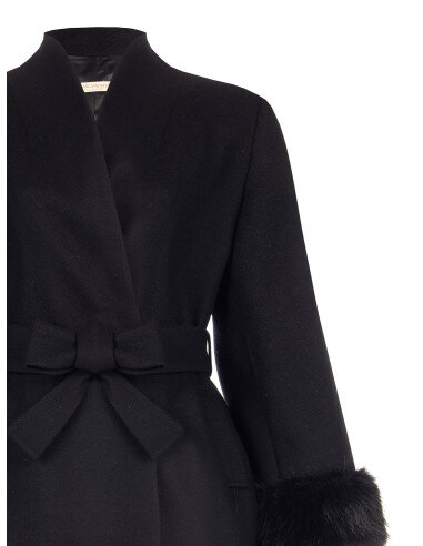 Cappotto Curvy Corto Doppiopetto In Misto Lana Con Collo A Scialle E Cintura Rinascimento Curvy