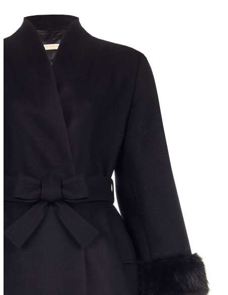 Cappotto Curvy Corto Doppiopetto In Misto Lana Con Collo A Scialle E Cintura Rinascimento Curvy