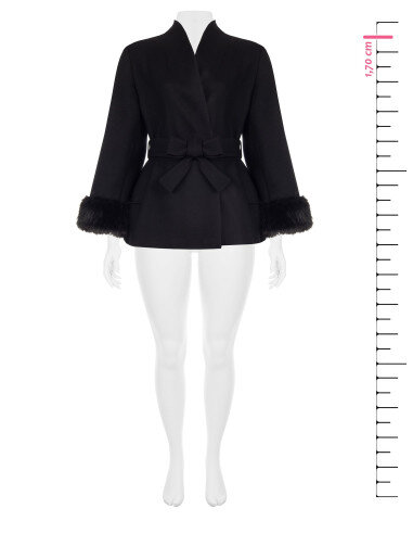 Cappotto Curvy Corto Doppiopetto In Misto Lana Con Collo A Scialle E Cintura Rinascimento Curvy