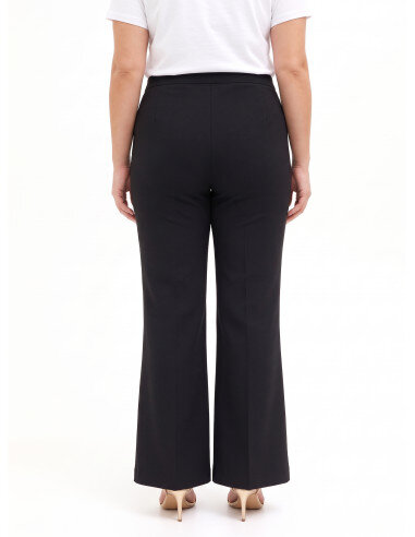 Pantaloni Curvy Palazzo In Scuba Crepe Con Dettaglio Catena In Vita Rinascimento Curvy - Nero