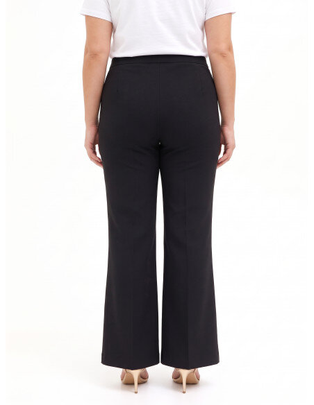 Pantaloni Curvy Palazzo In Scuba Crepe Con Dettaglio Catena In Vita Rinascimento Curvy - Nero