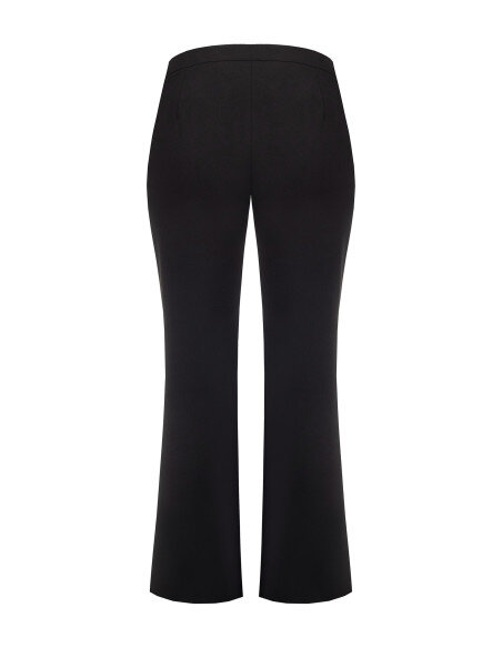 Pantaloni Curvy Palazzo In Scuba Crepe Con Dettaglio Catena In Vita Rinascimento Curvy - Nero