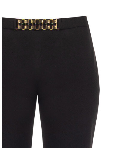 Pantaloni Curvy Palazzo In Scuba Crepe Con Dettaglio Catena In Vita Rinascimento Curvy - Nero