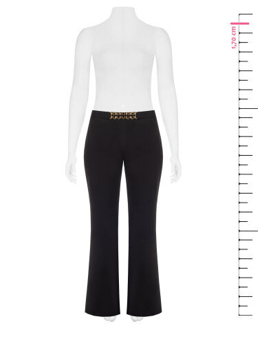 Pantaloni Curvy Palazzo In Scuba Crepe Con Dettaglio Catena In Vita Rinascimento Curvy - Nero