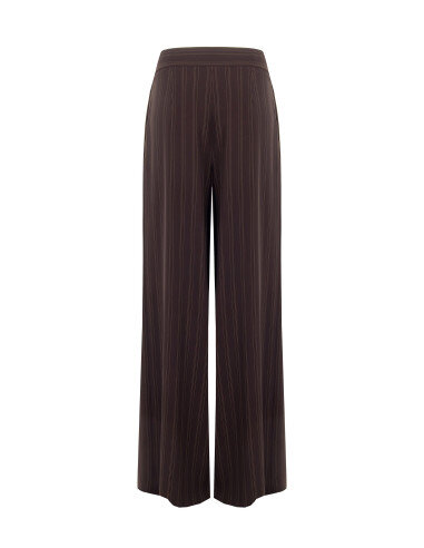 Pantalon palazzo en tissu cady à rayures multiples Rinascimento - Marron foncé