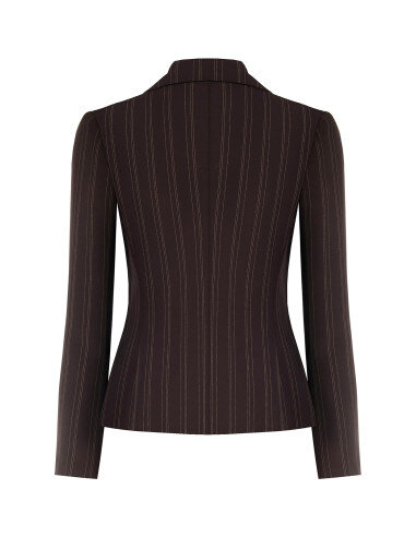 Cropped and Fitted Blazer Jacket with Multiple Stripes Rinascimento - Dark Brown