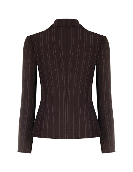Cropped and Fitted Blazer Jacket with Multiple Stripes Rinascimento - Dark Brown