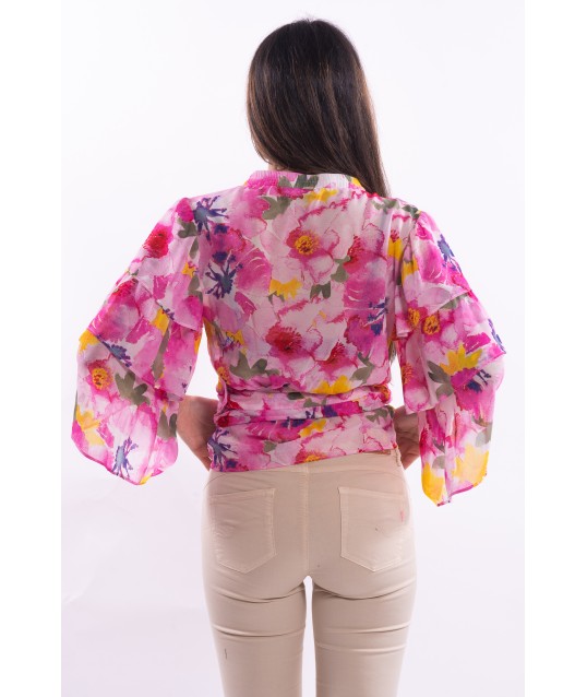 Regular Crossover Blouse In Floral Pattern Fracomina