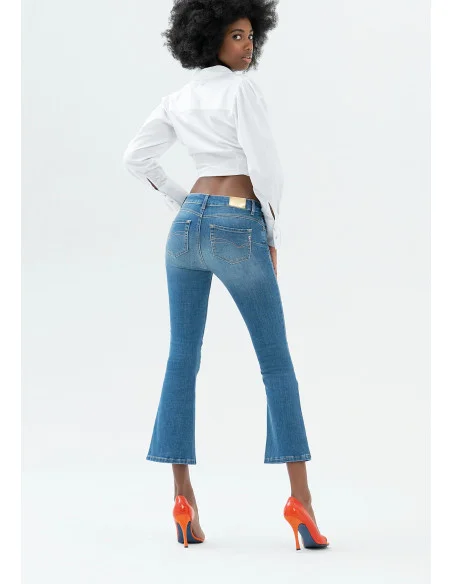 Jeans Bella Flare Cropped In Sofisticato Denim Stretch Fracomina