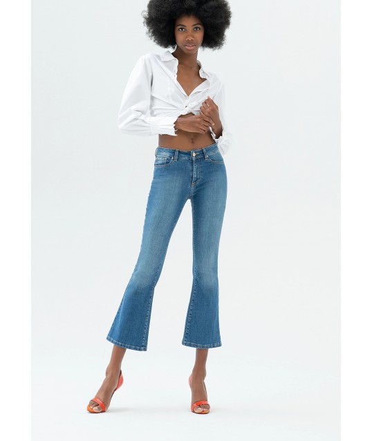 Jeans Bella Flare Cropped In Sofisticato Denim Stretch Fracomina