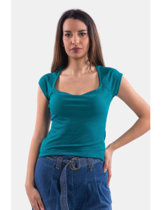 Maglia A Costine Con Scollo Quadrato Guess