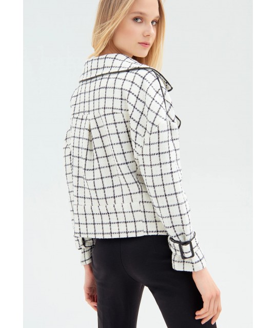 Over Double-Breasted Checked Jacket Fracomina