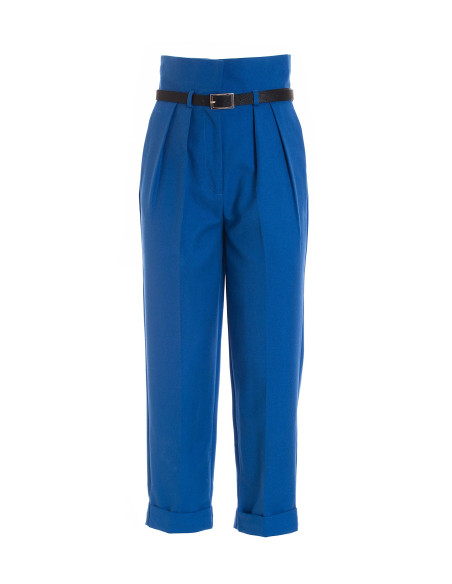 Fracomina Regular High Waisted Trousers in Technical Fabric