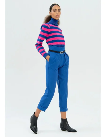 Pantalone Regular A Vita Alta In Tessuto Tecnico Fracomina