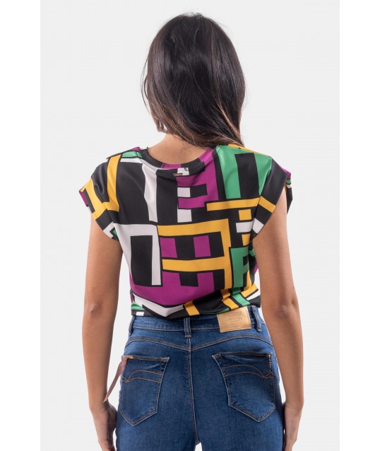 Fracomina Geometric Patterned Cropped Top