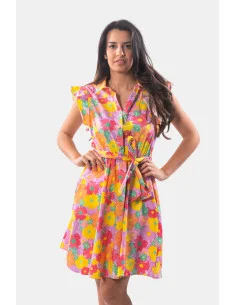 Fracomina Mini Chemisier Dress With Floral Fantasy