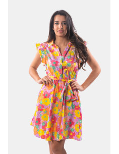 Fracomina - Mini robe chemisier à fleurs fantaisie