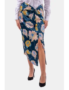 Gonna Longuette Con Spacco E Stampa Floreale Guess