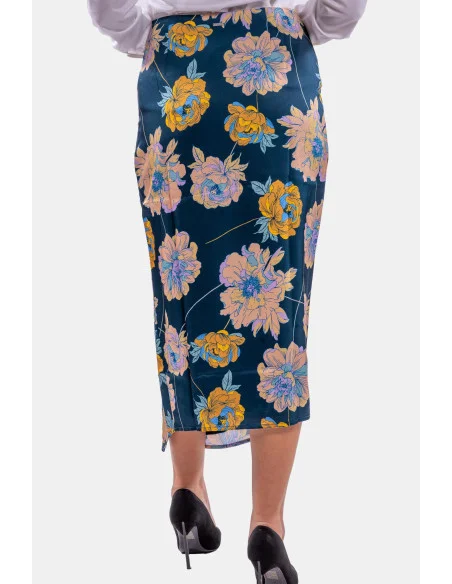 Gonna Longuette Con Spacco E Stampa Floreale Guess