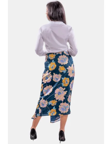 Gonna Longuette Con Spacco E Stampa Floreale Guess