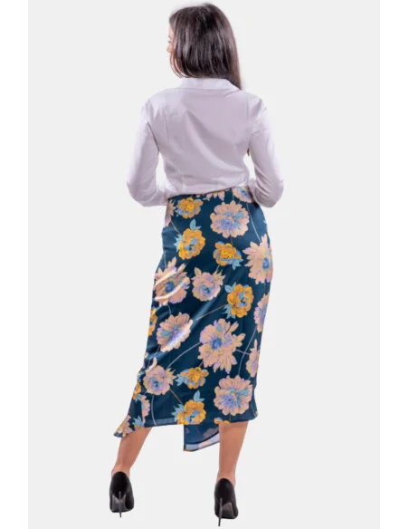 Gonna Longuette Con Spacco E Stampa Floreale Guess