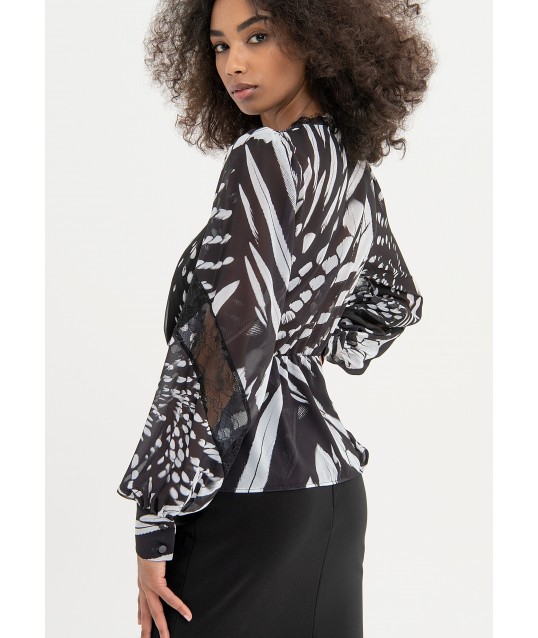 Blusa Regular In Georgette Con Fantasia Animalier Fracomina