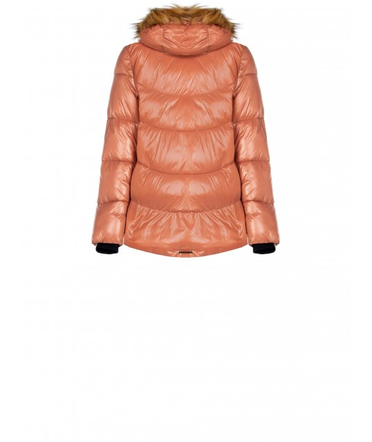 Short Down Jacket With Synthetic Fur Rinascimento