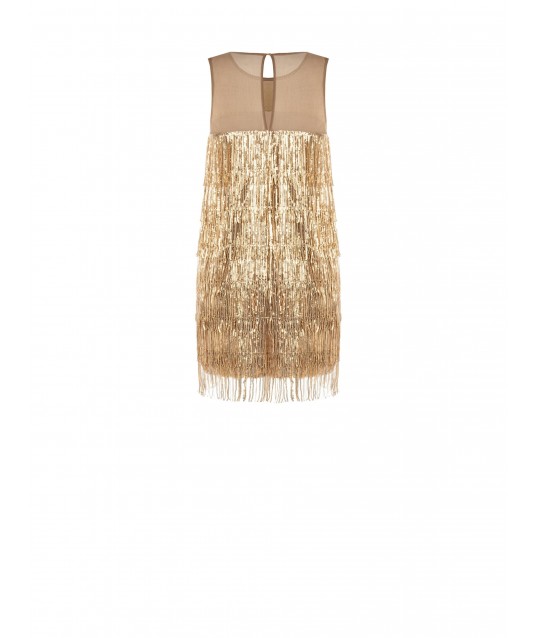 Short Dress With Sequins And Fringes Rinascimento