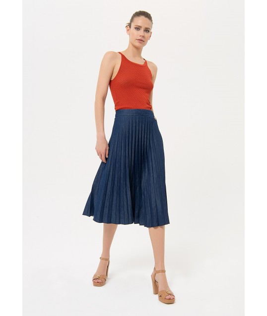Fracomina Pleated Midi Wide Skirt