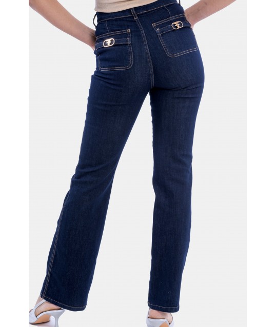 Denim Flare Jeans With Rince Fracomina Wash