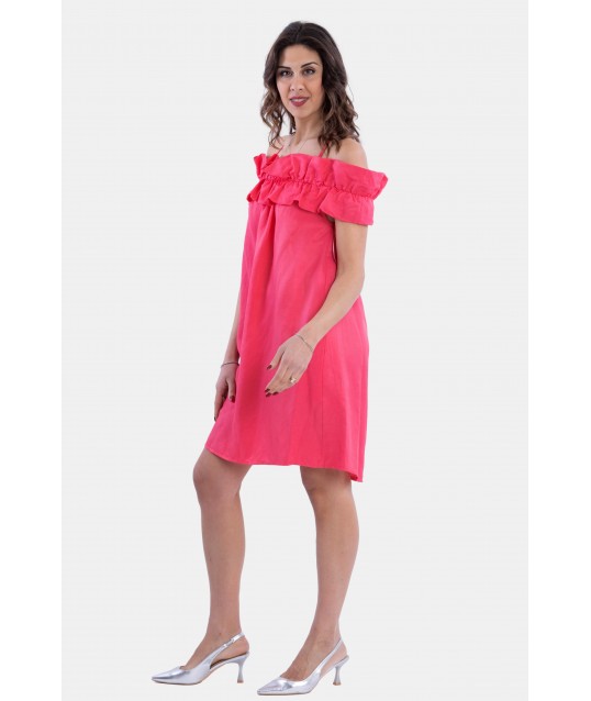 Fracomina Viscose And Linen Mini Regular Dress