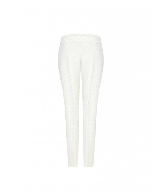 Skinny Trousers In Technical Fabric Covered With Rhinestones Rinascimento