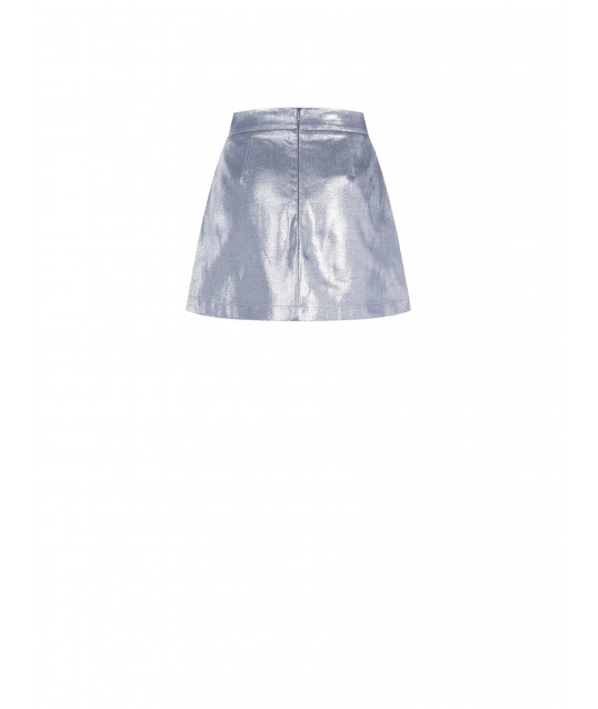Rinascimento Laminated Denim Miniskirt
