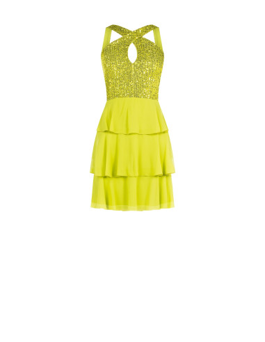 Robe courte à volants pailletés Rinascimento