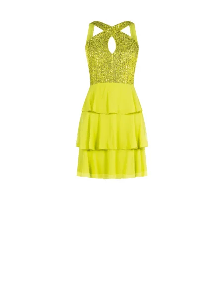 Robe courte à volants pailletés Rinascimento