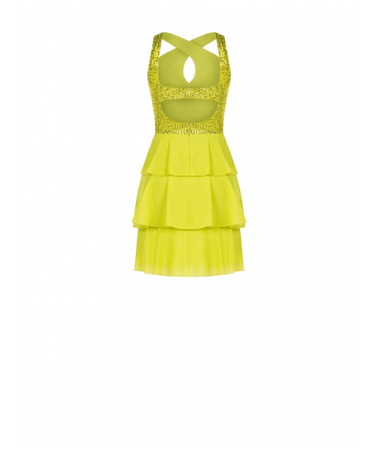 Robe courte à volants pailletés Rinascimento