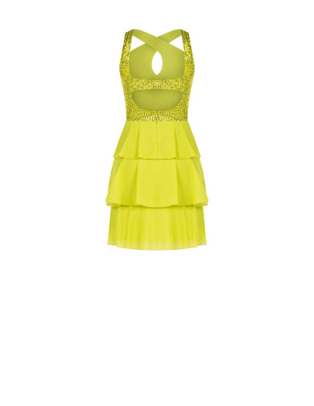 Robe courte à volants pailletés Rinascimento