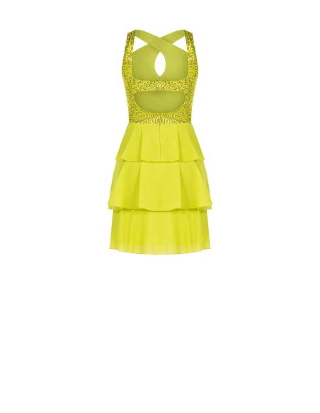 Short Sequined Flounced Dress Rinascimento