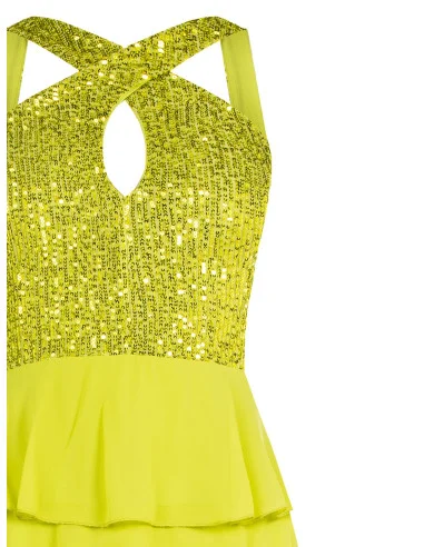 Robe courte à volants pailletés Rinascimento