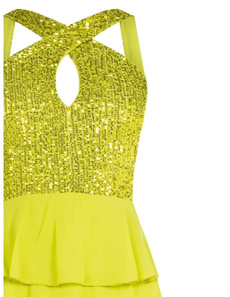 Short Sequined Flounced Dress Rinascimento