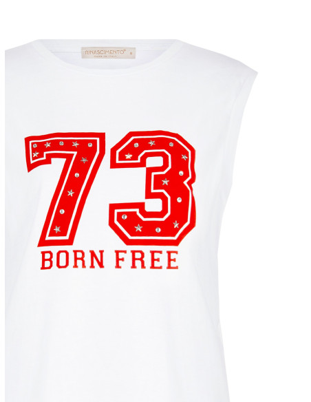 T-Shirt avec imprimé maxi et clous Rinascimento