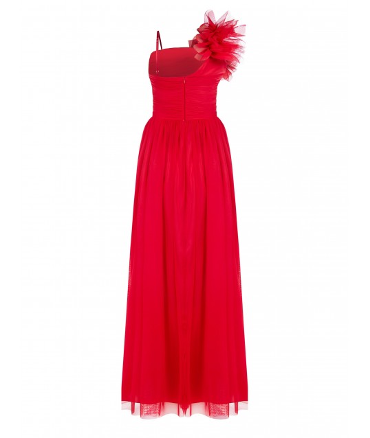 Long Dress With Ruffles On The Shoulder Strap Rinascimento