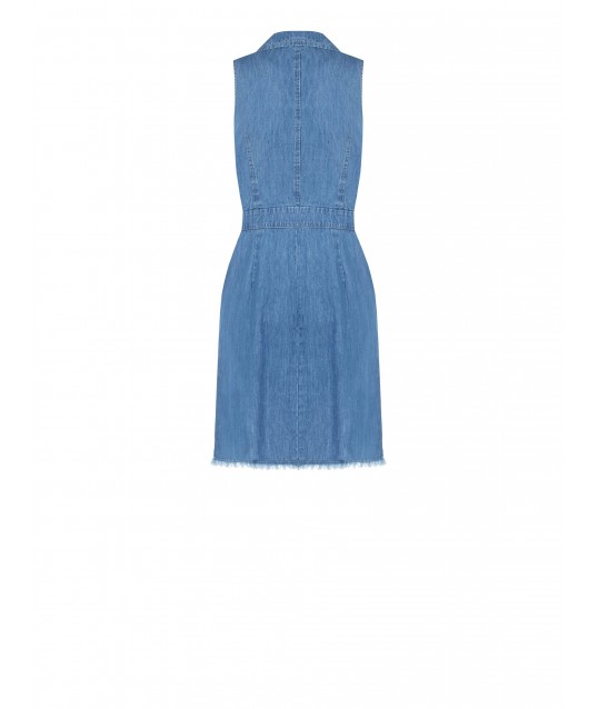 Short Denim Dress With Frayed Hem Rinascimento