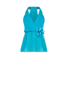 Georgette Top With Flower Brooch Rinascimento
