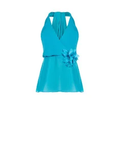 Georgette Top With Flower Brooch Rinascimento